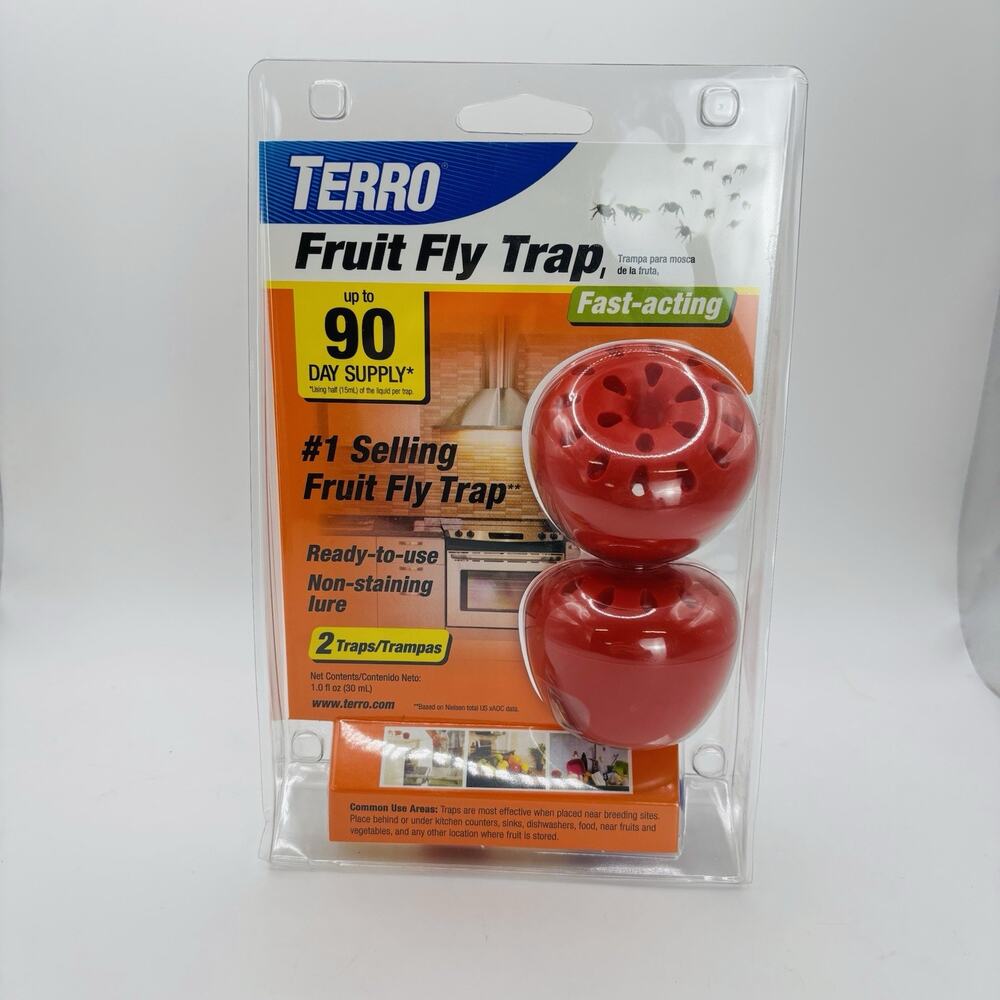 Terro Fruit Fly Trap Non Toxic Fast Acting 1 Pack of 2 Traps. New. Sealed.